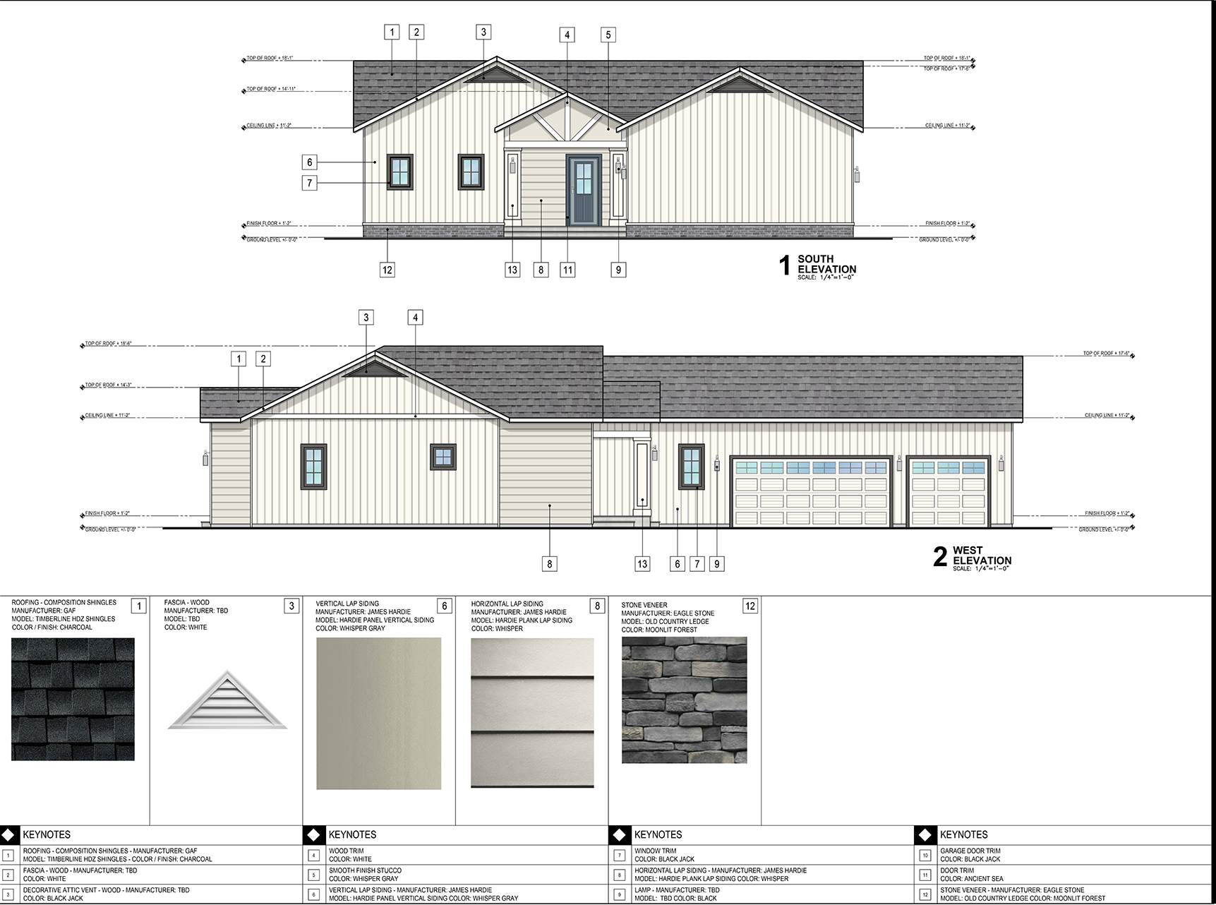 A.V-3.2 S.F.D 1-Story South-West Elevation